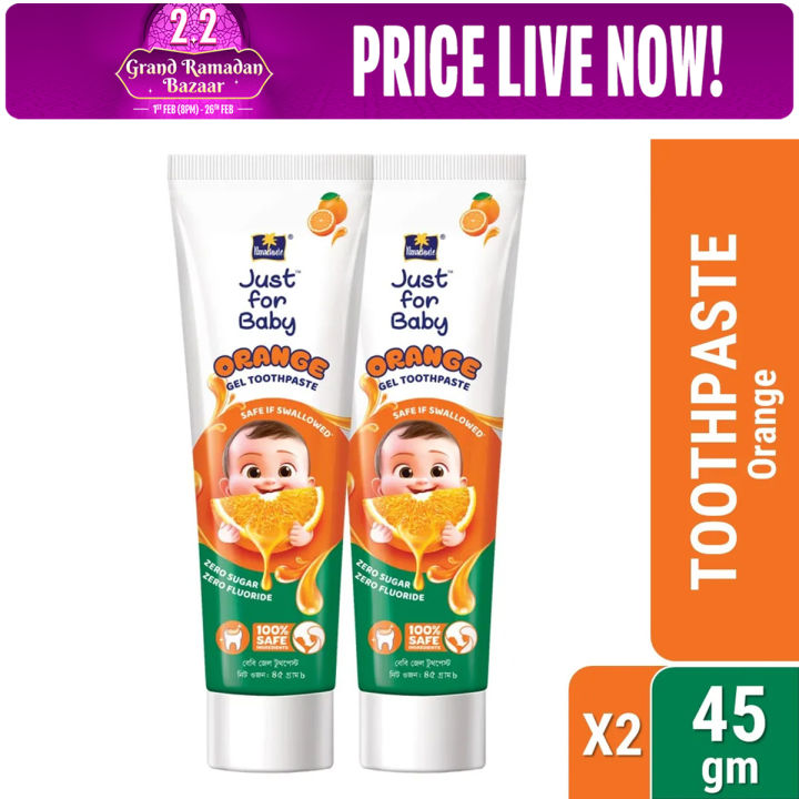Parachute Just for Baby - Baby Gel Toothpaste 45g (Orange) Pack of 2