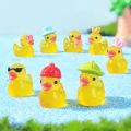 10/20/30PCS Mini Fluorescent Yellow Duck Ornament Miniature Figures Tiny Resin Handicraft Micro Landscape Dollhouse Decoration. 