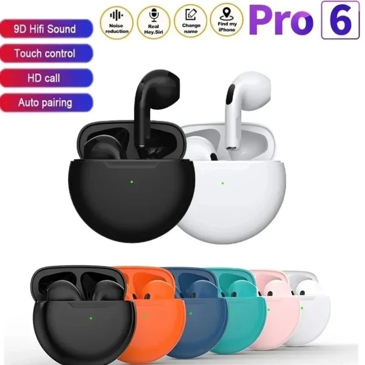 Original Air Pro 6 TWS Wireless Bluetooth Earphones Mini Pods Earbuds Earphone Headset For Xiaomi Android Apple iPhone Headphone