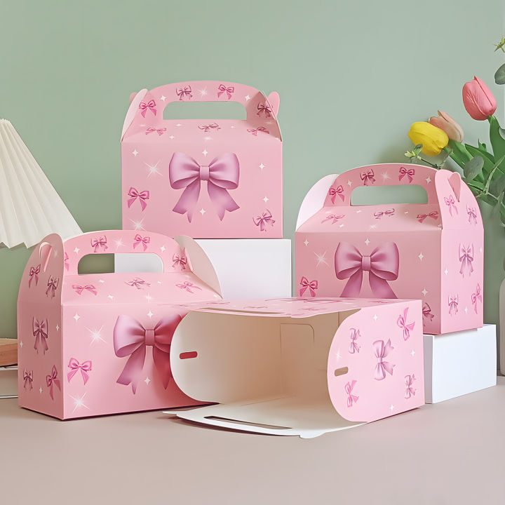 12/24pcs%20Pink%20Bow%20Kraft%20Paper%20%20Box%20Handheld%20Kids%20Packaging%20Cake%20Candy%20Biscuits%20Storage%20Baking%20Birthday%20Party%20Favor%20-%20Image%205