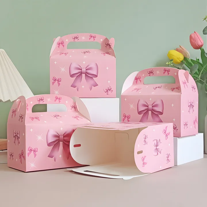 12/24pcs%20Pink%20Bow%20Kraft%20Paper%20%20Box%20Handheld%20Kids%20Packaging%20Cake%20Candy%20Biscuits%20Storage%20Baking%20Birthday%20Party%20Favor%20-%20Image%205