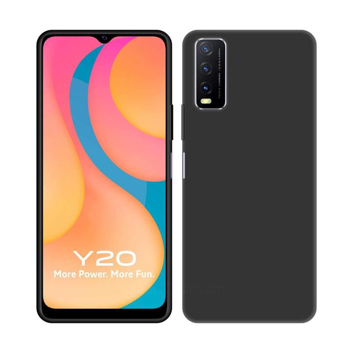 Vivo Y20 Matte Black TPU Case Slim Flexible Shockproof Back Cover with Anti-Slip Finish