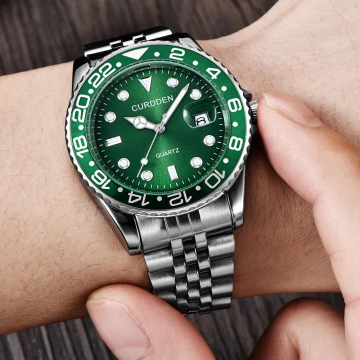 Women%20Big%20Brand%20Genuine%20CURDDEN%206582%20Watches%20Lady%20Casual%20Full%20Stainless%20Steel%20Band%20Date%20Quartz%20Wristwatch%20Green%20Montre%20Homme%20-%20Image%204