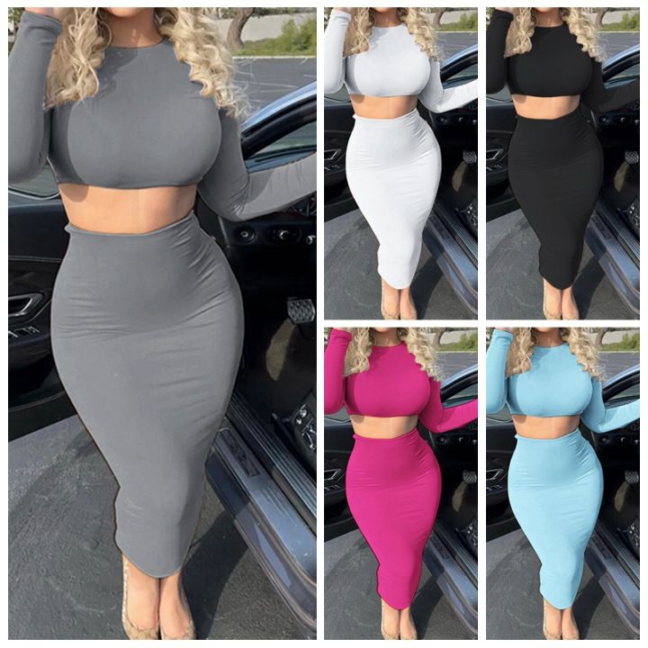 Womens%20Dress%20Sets%20Long%20Sleeve%20Crop%20Tops%20And%20Mid%20Calf%20Skirt%20Suit%20Fashion%202PCS%20Set%20Slim%20Office%20Lady%20Autumn%20Suits%20Clothing%20Q2418%20-%20Image%203