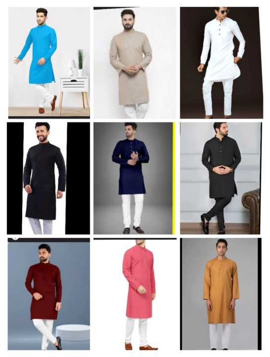luxurious silk blend long kurta with smooth pajama bottoms for mens