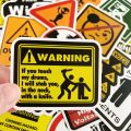 50pcs Funny Warning Stickers Danger Banning Sign Viny Decal Car Scooter Motorcycle Suitcase Violation Sticker Classic Toy. 