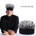 Creative Wig Hat Funny Short Hair Caps For Women Men Novelty Street Hip Hop Beanie Hat Spiked Fake Hair Funny Retro Caps. 