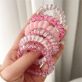 6pcs Sweet Cute Colorful Spiral Hair Ties Resin Jelly Coil Hair Rings Elastic Women Girls Ponytail Holders Hair Accessories. 
