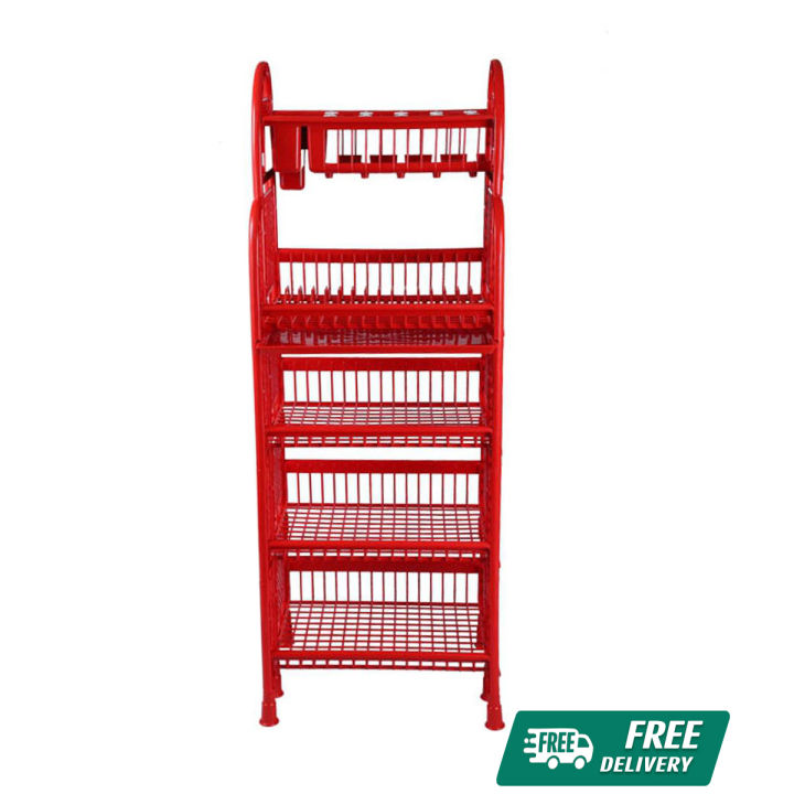 RFL Best Buy Classic Queen Kitchen Rack (Red) with Tray 5 Step | Daraz ...