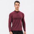 Men's Autumn Fitness Long-Sleeved Quick-Dry Running Tops Half-Zipper Slim-Fit Training Sweatshirt Baselayer Undershirts. 