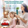 909 2-in-1 Hair Straightener Brush And Curling Comb – Fast Heating, Anti-Scald Ceramic Ionic Hot Comb - Smooth And Frizz-Free Styling At Home Or Travel - Adjustable Temperature - Salon Results For Women And Girls - HQT-909B Hair Styler. 