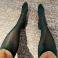 Translucent Men Thin Dress Tube Socks Thin Sheer Solid Color Business Stockings Middle Tube Hosiery Wide Striped Silk Socks.