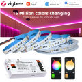 5M 10M 20M Zigbee 3.0 RGB+CCT LED Strip 24V Flexible Dimmable Ceiling Room Lighting Party Decor for Alexa ECHO SmartThings Tuya. 