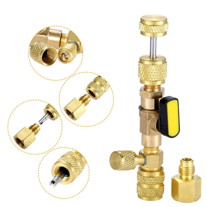 Spool Removal Tool Kit, Air Conditioner, Refrigerant Charge Valve, Adapter for R22 R12 R407 R410 R404 R32 R600 Air Conditioner