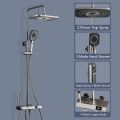 Piano Key Shower Set Gray Bathroom Digital Display Faucet Shower System Set Bathtub Hot and Cold 4 Functions Tap Shower Set,Grey 4 Mode LED. 