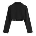 Women Punk Gothic Cropped Blazer with Metal Chain Harajuku Design Streetwear Chic Patchwork Suit Office Lady Commute Short Coat. 