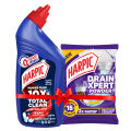 Harpic Toilet Cleaning Liquid Power Plus 10x Total Clean 500ml + 45g Drain Cleaning Xpert Powder Combo Pack. 