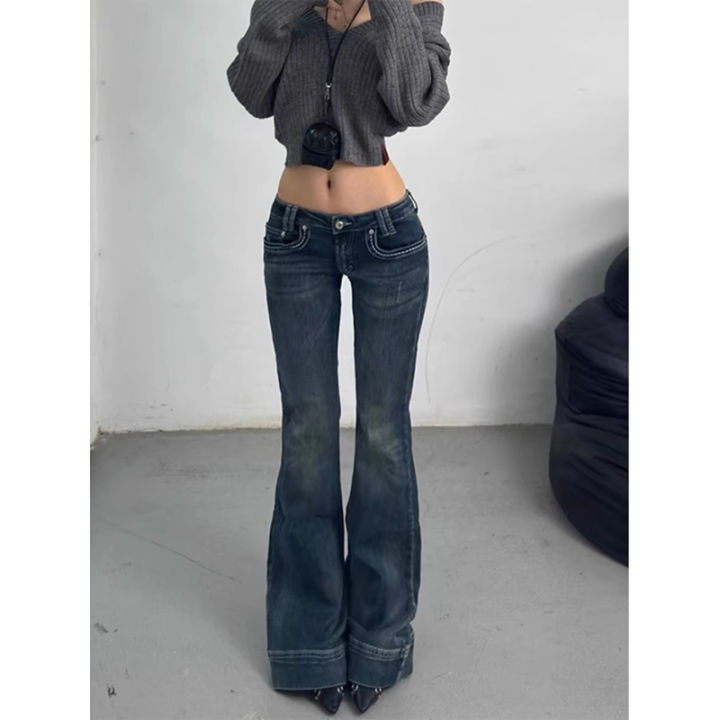ZHIZOU%20Blue%20Harajuku%20High%20Waist%20Sheath%20Flared%20Jeans%20Women's%20Vintage%20Kpop%20Retro%20Y2K%20Pants%20Slim%202000s%20Hight%20Street%20Denim%20Trouser%20-%20Image%203