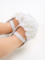 Baby girl shoes, princess children's shoes, soft soled anti slip pearl flower dress, children's shoes, first step 0-18M. 
