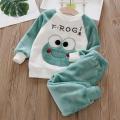 Boys Coral Fleece Pajama Sets Plus Velvet Thick Flannel Homewear Children Winter Warm Sleepwear Suit 2Pcs Girls Pantsuit. 