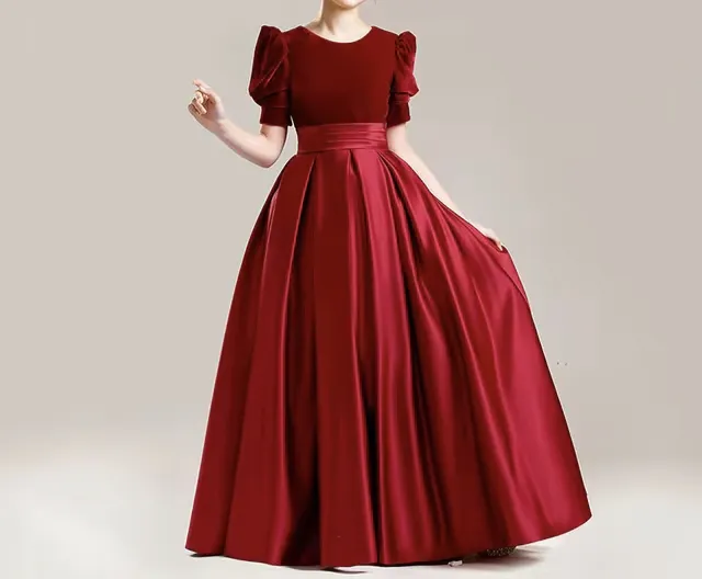 Elegant%20Velvet%20Silk%20Dress%20For%20Girls%20Party%20Formal%20Wear%20-%20Image%203