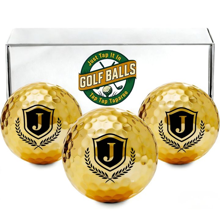 3 pcs Novelty Golf  for Men Unique, Golden Golf Balls with  Box, Cool Accessories for Golfers and Father's Day 