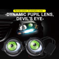 3-inch LED Car Dynamic Devil Eye 3D Lens 33 Mode Dynamic Pupils Remote Headlight Large Light Car Light Modification Eagle Eye. 