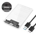 USB 3.0 External Hard Drive Enclosure 2.5 inch SATA to USB3.1 UASP Clear Portable Hard Drive Case 2T HDD Tool-Free Transparent.