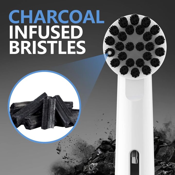 Replacement Toothbrush Heads For Oral B Braun Electric Toothbrushes, Black Bamboo-Charcoal Infused Bristles Refills For Oralb