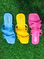 Colorful Zig-zag Flat Slippers Sandals for Womens and Girls. - Girls Slips On Shoes. 