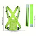 1Pc Adjustable Reflective Safety Vest with 2Pcs Reflective Bands - Bright Green & Yellow Reflective Strips, Breathable Spandex. 