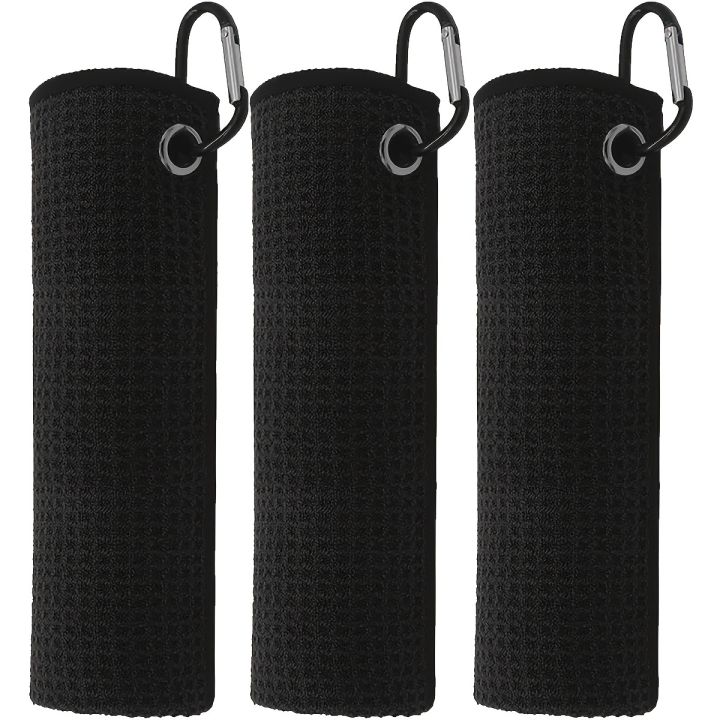 3 Pack Golf Towels, 30cm*30cm,11.81in*11.81in, Microfiber Waffle Pattern Golf Towel-Contains Golf Towels in Three Colors of Blac