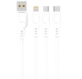 Denmen 2.4A Data Cable USB Micro Type-C Lightning iPhone Charging and data sync 3in1 Charging Cable D01V D01T D01L Fast Charging Speed Data Transmission 1m USB PVC Cable D05E 3in1 Charging Cable. 