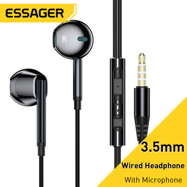 Essager 3.5mm In Ear Wired Headphone With Microphone For Redmi Computer PC Tablets Smartphone Headset Earphone