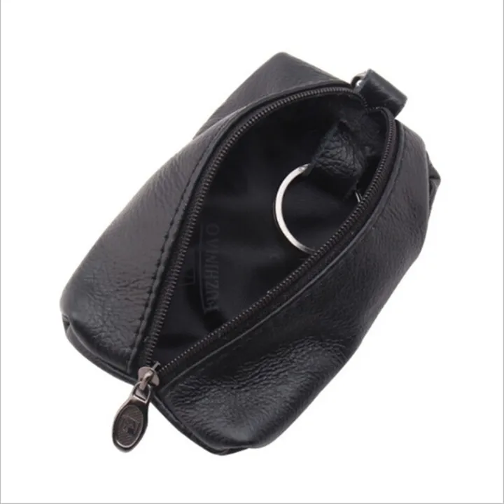 Genuine Leather Man Key Wallets Short Women Men Key Holders Keys Organizer Zipper Car Key Chain Wallet Keychain Housekeeper