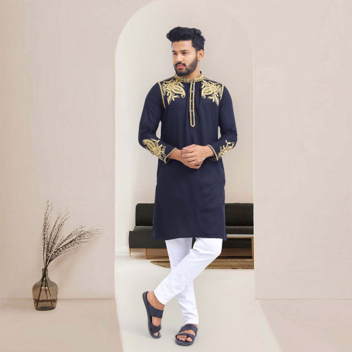Men’s Exclusive Handcrafted Embroidery Panjabi – Luxury Edition