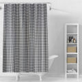 Waterproof Shower Curtain Mildew Resistant Durable Bathroom Divider PEVA Gray Plaid Modern Printing Bathtub Curtain Bathroom Acc. 