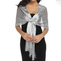Gold Thread Tassel Scarf Shawl For Women Luxury Glitter Silver Scarves Ladies' Fashionable Simple Party Shawls 160*50cm.