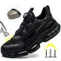 Men's Work Shoes  Rotary Buckle Work Sneakers Protective Shoes Safety Industrial Puncture-Proof Anti-Smash Steel Toe Shoes. 