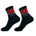 Street Bad Bunny Adult Knitting Socks Anime Cosplay Red Heart Cotton Cartoon Personality Socks Trend Stockings Gift.