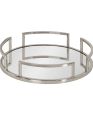 Modern Mirrored Tray, 11 Inch Diameter, Silver, Decorative Round Mirror Tray for Storage and Display. 