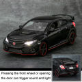 1:32 Honda CIVIC TYPE-R Alloy Diecast Toy Cars Model Simulated with Sound Light Vehicles Collection Toys Children Birthday Gifts. 