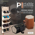 1pc 5/6 Slots PU Leather Sunglasses Storage Case Portable Foldable Eyeglasses Organizer Display Multi Hanging Eyeglasses Holder. 