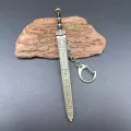 1pc Mini Sword Shape Pendant Keychain Weapon Model With Sheath Toy Knife Metal Anime Key Ring Ornament Purse Charm Accessories. 