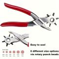 Leather Hole Punch,9" Belt Hole Puncher for Leather Heavy Duty, 6 Size Revolving Leather Belt Hand Hole Puncher. 