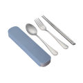 Stainless Steel Korean Spoon Fork Chopsticks 3 Piece Portable Tableware Student Outdoor Traveling Pull Out Gift Set.