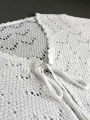Women's knitting beach short-sleeved wispy knit cardigan.