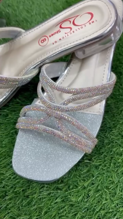 Crystal heel sandals