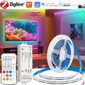 Zigbee 24V RGBIC COB LED Strip Light WS2811 Full Dream Color Tape Addressable Smart SPI FCOB Light RF Remote for  Alexa lightify. 
