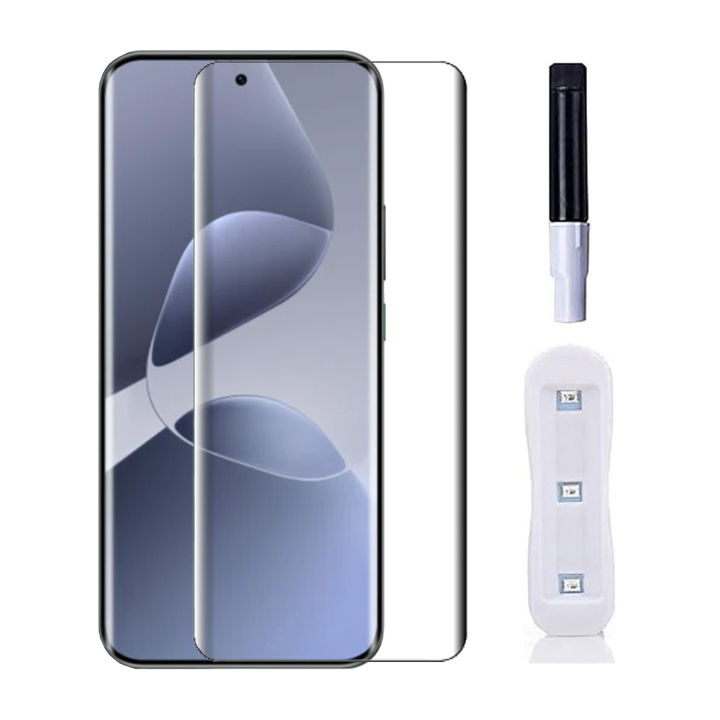 Infinix Hot 60 Pro Plus UV Glass Screen Protector - Full Glue Curved Edge Tempered Glass (with UV Light & Glue)